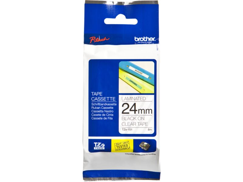 Brother TZe-151 Tape Zwart op transparant (24 mm)
