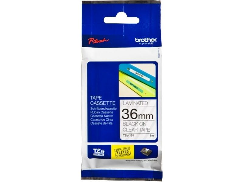 Brother TZe-161 Tape Zwart op transparant (36 mm)