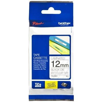 Brother TZe-M31 - (12 mm) - Noir sur transparent - Ruban