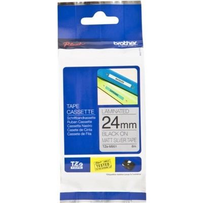 Brother TZe-M951 - (24 mm x 24 mm) - Noir sur métallique - Ruban