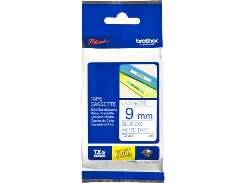 Brother TZe-223 Tape Blauw op wit (9 mm)