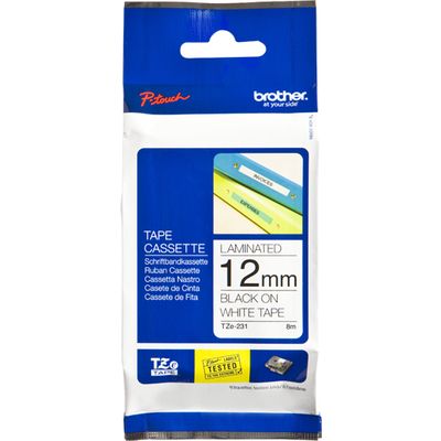 Brother TZe-231 - (12 mm) - Noir sur blanc - Ruban