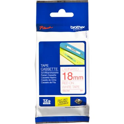 Brother TZe-242 - (18 mm) - Rouge sur blanc - Ruban