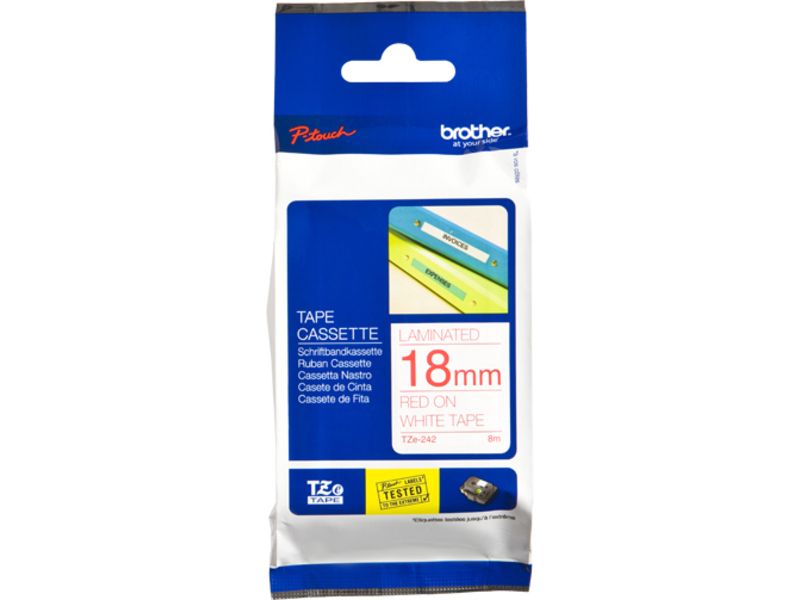 Brother TZe-242 Tape Rood op wit (18 mm)
