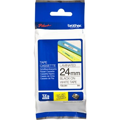 Brother TZe-251 - (24 mm x 24 mm) - Noir sur blanc - Ruban