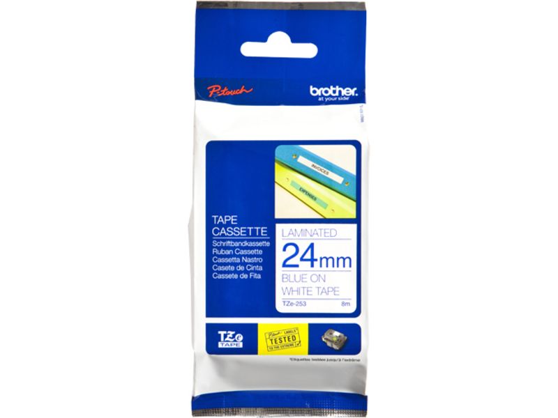 Brother TZe-253 Tape Blauw op wit (24 mm)