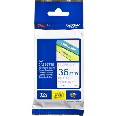 Brother TZe-263 - (36 mm) - Bleu sur blanc - Ruban