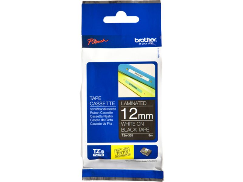 Brother TZe-335 Tape Wit op zwart (12 mm)