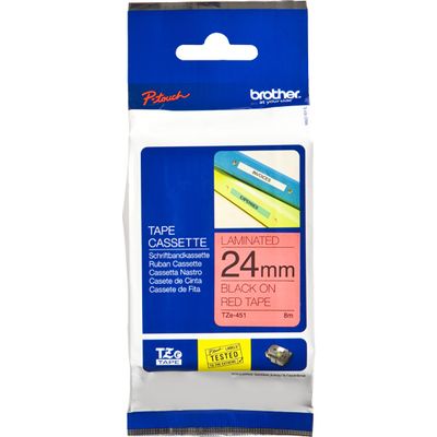 Brother TZe-451 - (24 mm x 24 mm) - Noir sur rouge - Ruban