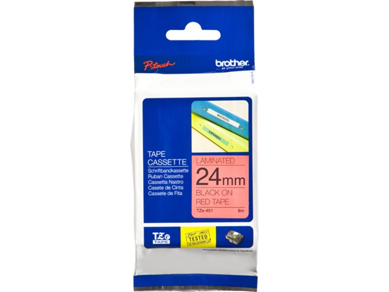 Brother TZe-451 Tape Zwart op rood (24 mm)
