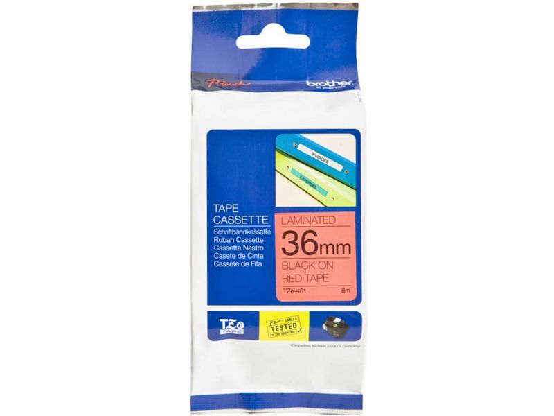 Brother TZe-461 Tape Zwart op rood (36 mm)