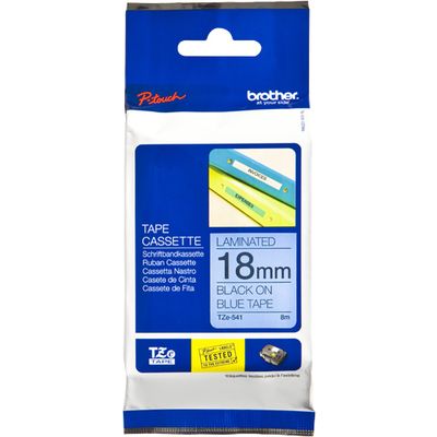 Brother TZe-541 - (18 mm) - Noir sur bleu - Ruban