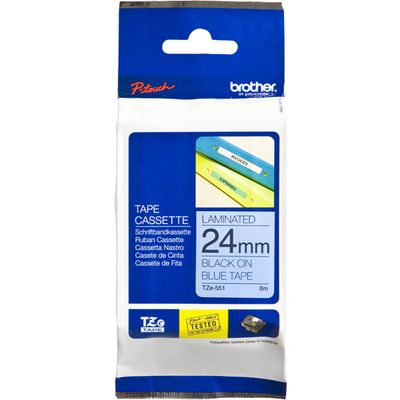 Brother TZe-551 - (24 mm x 24 mm) - Noir sur bleu - Ruban