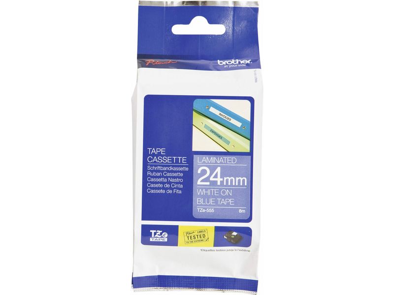 Brother TZe-555 Tape Wit op blauw (24 mm)