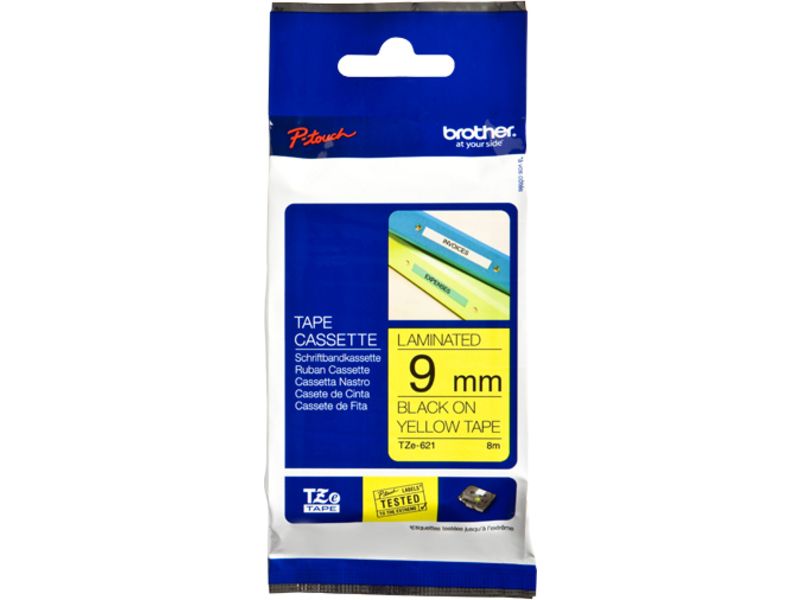 Brother TZe-621 Tape Zwart op geel (9 mm)