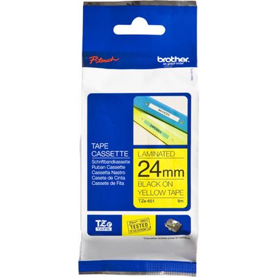 Brother TZe-651 - (24 mm x 24 mm) - Noir sur jaune - Ruban