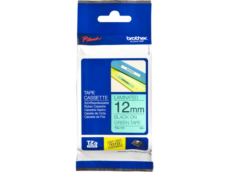 Brother TZe-731 Tape Zwart op groen (12 mm)