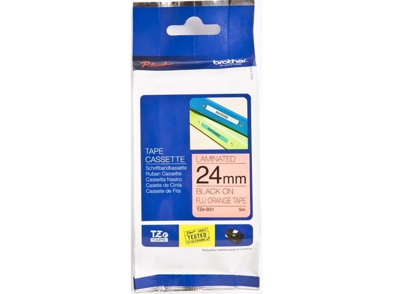 Brother TZe-B51 Tape Zwart op oranje (24 mm)