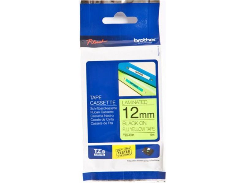 Brother TZe-C31 Tape Zwart op geel (12 mm)