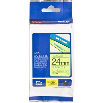 Brother TZe-C51 - (24 mm x 24 mm) - Noir sur jaune - Ruban