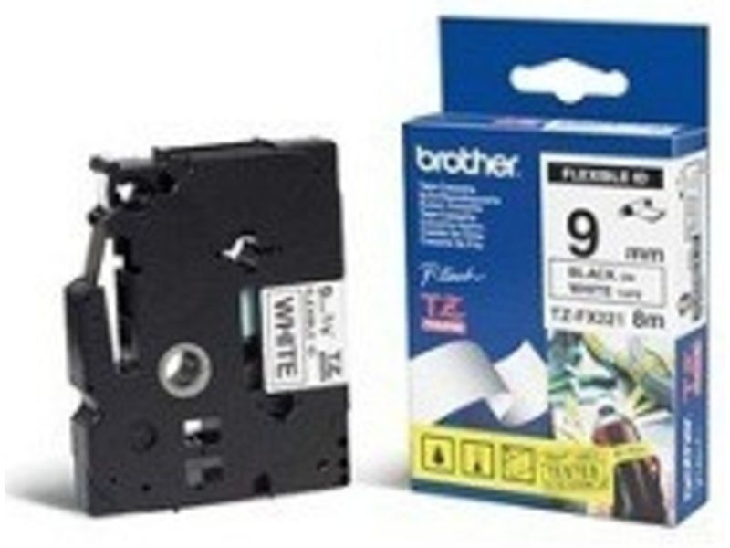 Brother TZe-FX221 Tape Zwart op wit (9 mm)