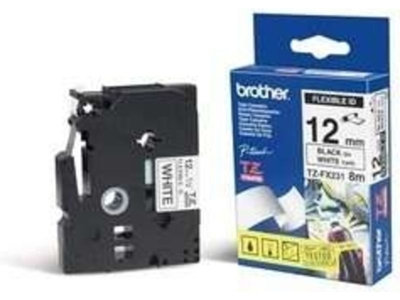 Brother TZe-FX231 Tape Zwart op wit (12 mm)