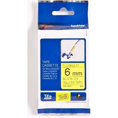 Brother TZe-FX611 - (6 mm) - Noir sur jaune - Ruban