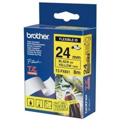 Brother TZe-FX651 - (24 mm x 24 mm) - Noir sur jaune - Ruban