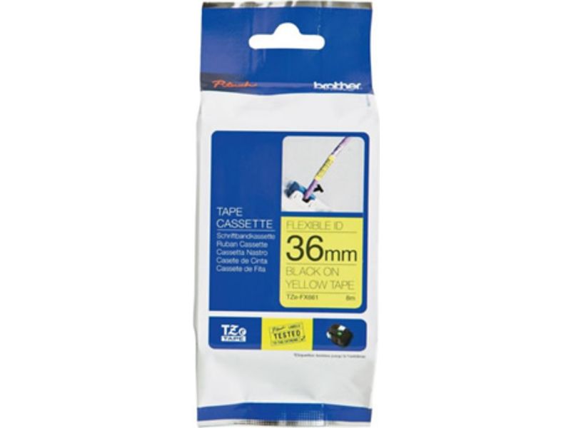 Brother TZe-FX661 Tape Zwart op geel (36 mm)