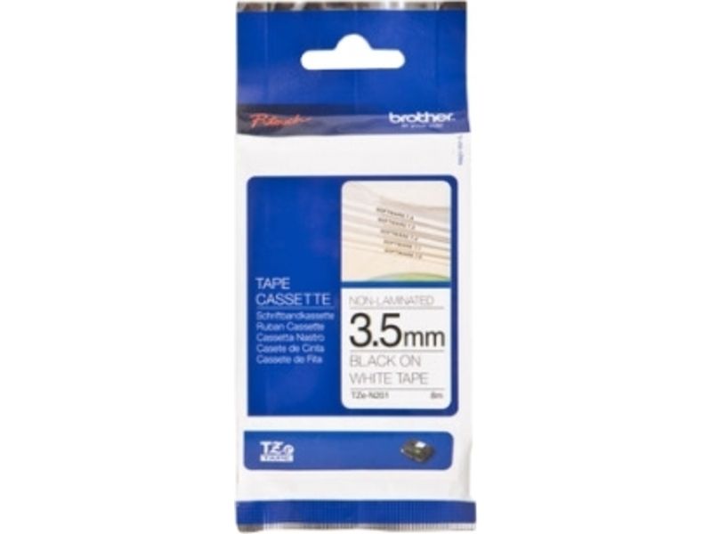Brother TZe-N201 Tape Zwart op wit (3,5 mm)