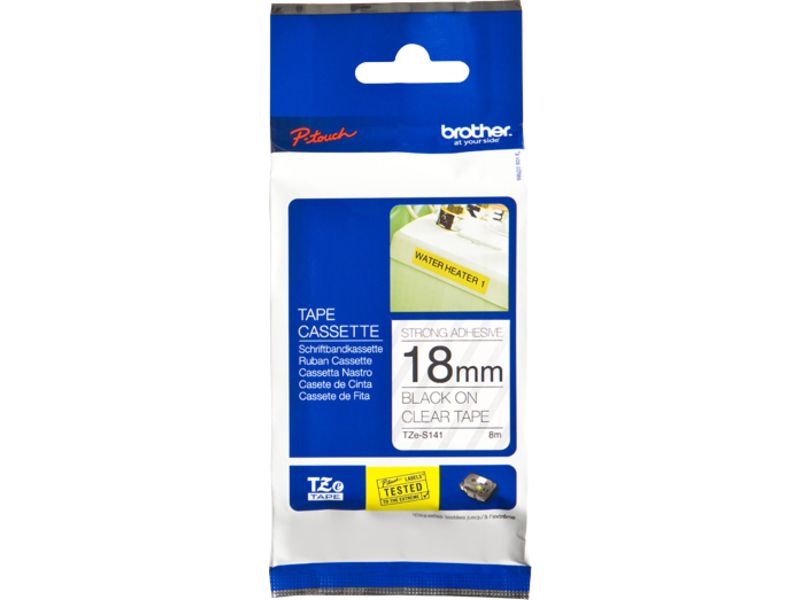 Brother TZe-S141 Tape Zwart op transparant (18 mm)