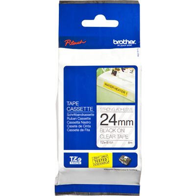 Brother TZe-S151 - (24 mm x 24 mm) - Noir sur transparent - Ruban
