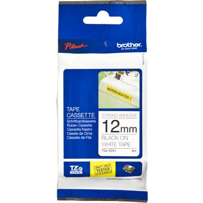 Brother TZe-S231 - (12 mm) - Noir sur blanc - Ruban