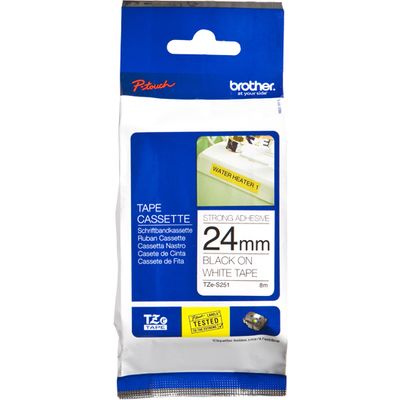 Brother TZe-S251 - (24 mm x 24 mm) - Noir sur blanc - Ruban