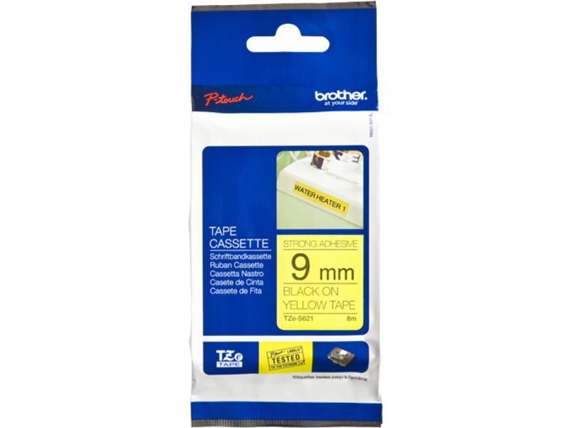 Brother TZe-S621 Tape Zwart op geel (9 mm)