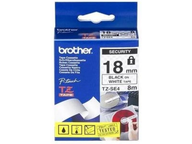 Brother TZe-SE4 Tape Zwart op wit (18 mm)