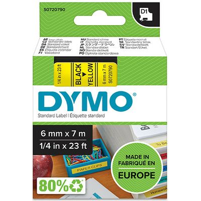 Dymo 43618 (S0720790) - (6 mm) - Noir sur jaune - Ruban