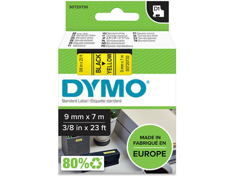 Dymo 40918 (S0720730) Tape Zwart op geel (9 mm)