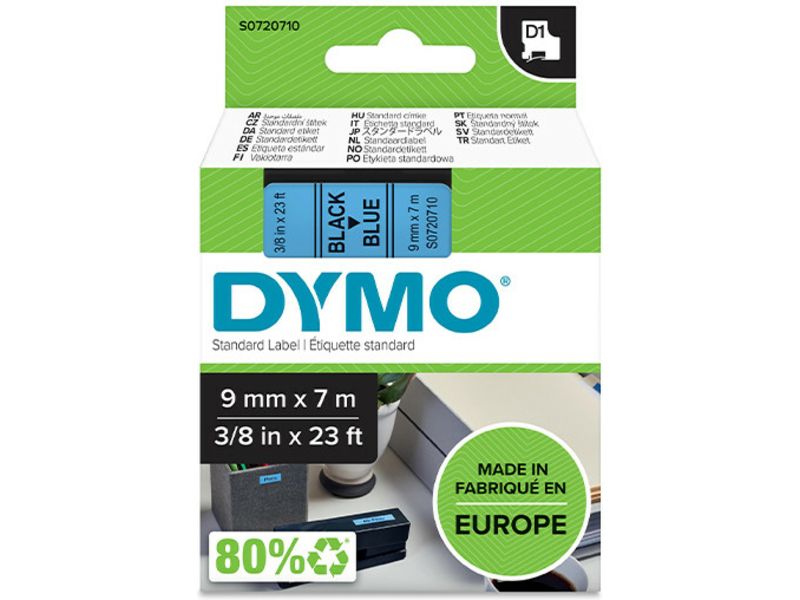 Dymo 40916 (S0720710) Tape Zwart op blauw (9 mm)