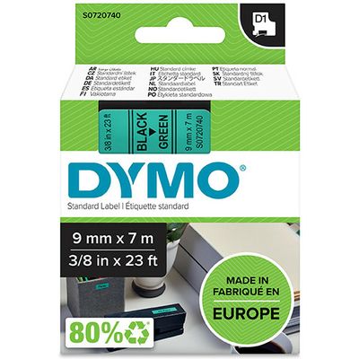 Dymo 40919 (S0720740) - (9 mm) - Noir sur vert - Ruban