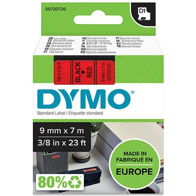 Dymo 40917 (S0720720) - (9 mm) - Noir sur rouge - Ruban