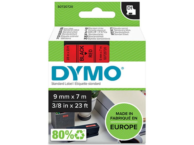 Dymo 40917 (S0720720) Tape Zwart op rood (9 mm)