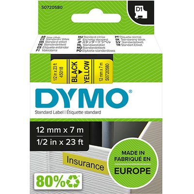 Dymo 45018 (S0720580) - (12 mm) - Noir sur jaune - Ruban