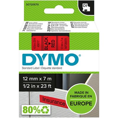 Dymo 45017 (S0720570) - (12 mm) - Noir sur rouge - Ruban