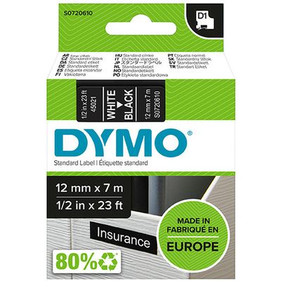 Dymo 45021 (S0720610) - (12 mm) - Blanc sur noir - Ruban