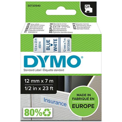 Dymo 45014 (S0720540) - (12 mm) - Bleu sur blanc - Ruban