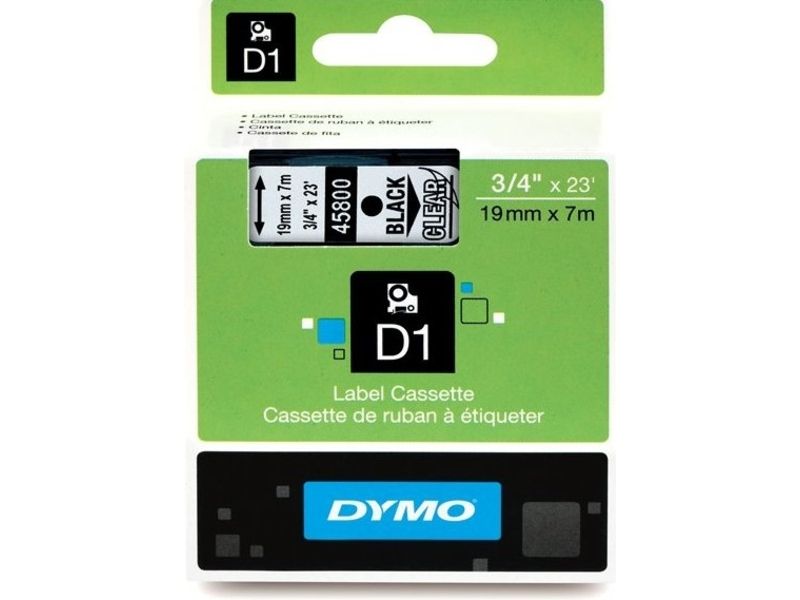 Dymo 45800 (S0720820) Tape Zwart op transparant (19 mm)