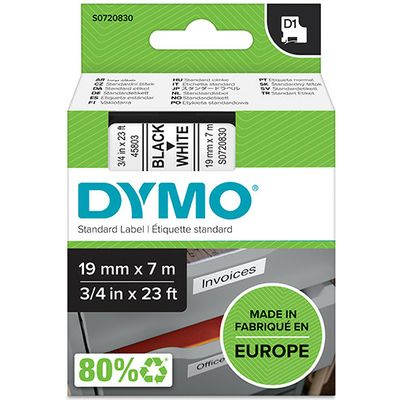 Dymo 45803 (S0720830) - (19 mm) - Noir sur blanc - Ruban