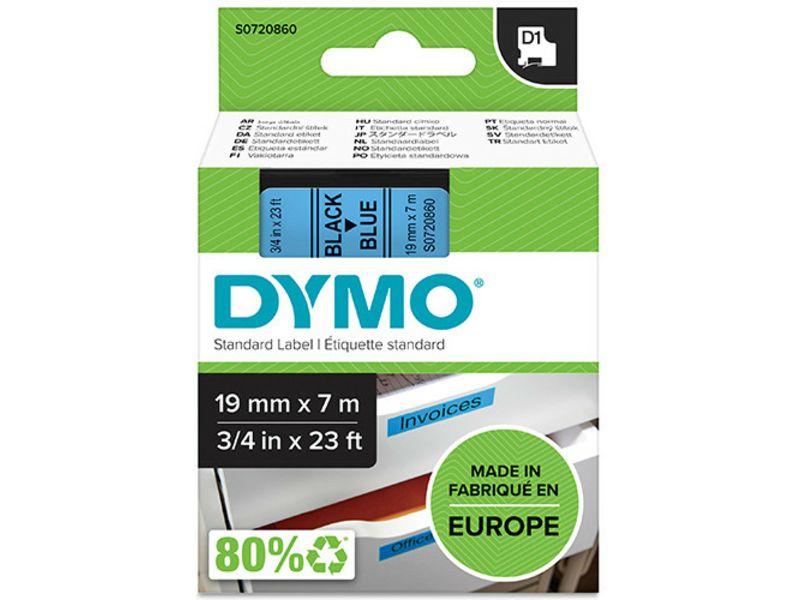 Dymo 45806 (S0720860) Tape Blauw op zwart (12 mm)