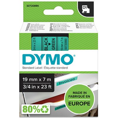 Dymo 45809 (S0720890) - (19 mm) - Noir sur vert - Ruban